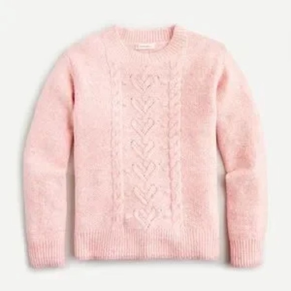 J.Crew Crewcuts Girls Heart Cable Knit Sweater Pink size L (10-11) - Picture 1 of 6